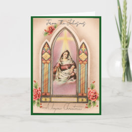 Vintage Christmas Madonna Custom Name Blank Inside Feestdagen Kaart