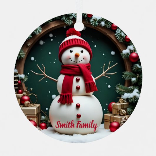 Vintage Christmas - Metal Circle Ornament (Voorkant)