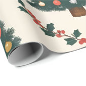 Vintage Christmas Mistletoe & Bows Vakantie Cadeaupapier (Rol Hoek)