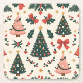 Vintage Christmas Mistletoe & Bows Vakantie Kartonnen Onderzetters (Voorkant)