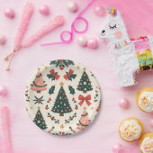 Vintage Christmas Mistletoe & Bows Vakantie Papieren Bordje (Feest)