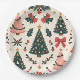 Vintage Christmas Mistletoe & Bows Vakantie Papieren Bordje