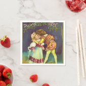 Vintage Christmas Mistletoe kus papieren servetten (Insitu)