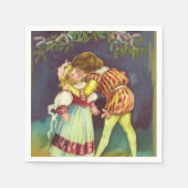 Vintage Christmas Mistletoe kus papieren servetten (Voorkant)