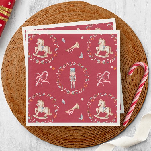 Vintage Christmas Napkin with Soldier Servet