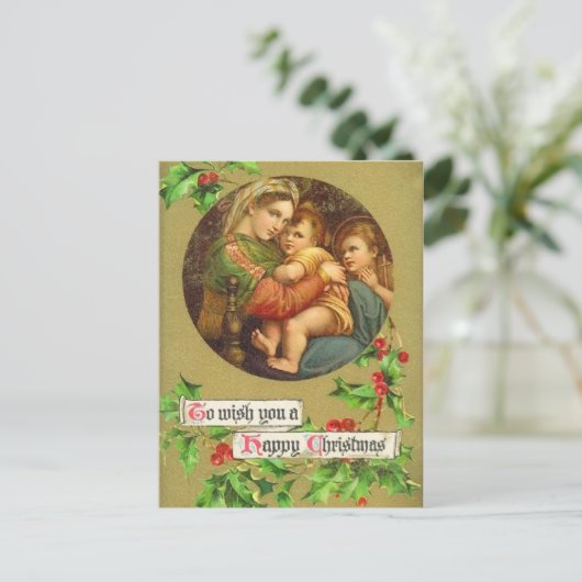 Vintage Christmas Nativity Briefkaart (Staand voorkant)