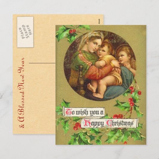 Vintage Christmas Nativity Briefkaart (Voorkant / Achterkant)