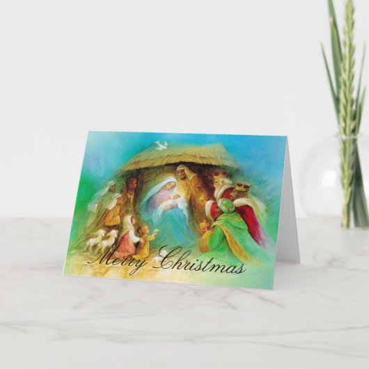 Vintage Christmas Nativity Wenskaart Feestdagen Kaart (Voorkant)