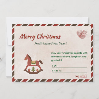 🎄🌸Vintage Christmas & New Year Card with Horse Feestdagenkaart