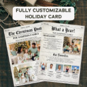 Vintage Christmas Newspaper Photo Newsletter Feestdagenkaart