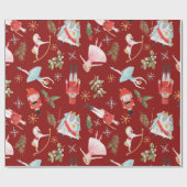Vintage Christmas Nutcracker Fairy Tale Red  Cadeaupapier (Vlak)
