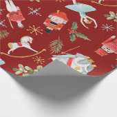 Vintage Christmas Nutcracker Fairy Tale Red  Cadeaupapier (Hoek)