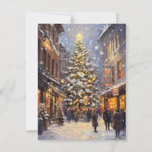 Vintage Christmas Oil Painting Briefkaart