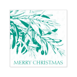 VINTAGE CHRISTMAS OLIVE BRANCH RUBBER STAMP ZELFINKTENDE STEMPEL