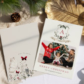 Vintage Christmas One Photo Holiday Kaart