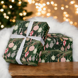 Vintage Christmas Ornament Illustratiepatroon Cadeaupapier