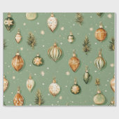 Vintage Christmas Ornament Pattern - Groen Cadeaupapier (Vlak)