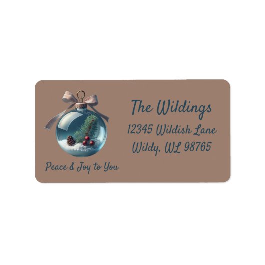 Vintage Christmas Ornament Retour Adres Label (Voorkant)