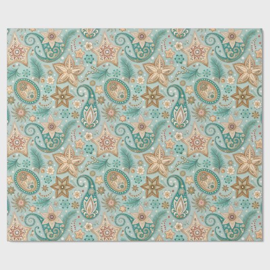 Vintage Christmas Paisley Pattern Cadeaupapier (Vlak)