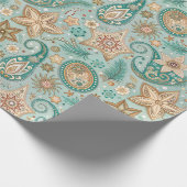 Vintage Christmas Paisley Pattern Cadeaupapier (Hoek)