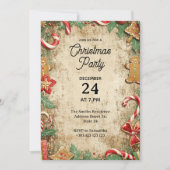 Vintage Christmas Party Invitation Kaart (Voorkant)