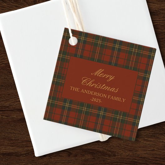 Vintage Christmas Party Plaid Classic Timeless Bedankjes Labels