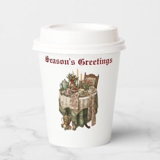  Vintage Christmas Party Tableware Collection Papieren Bekers (Voorkant)