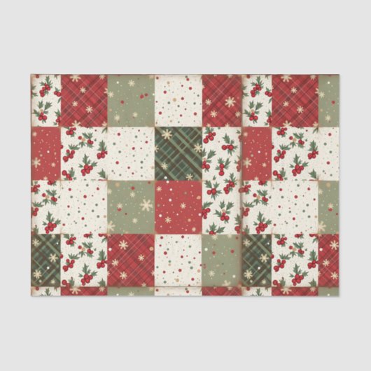 Vintage Christmas Patchwork Tissuepapier (Voorkant)