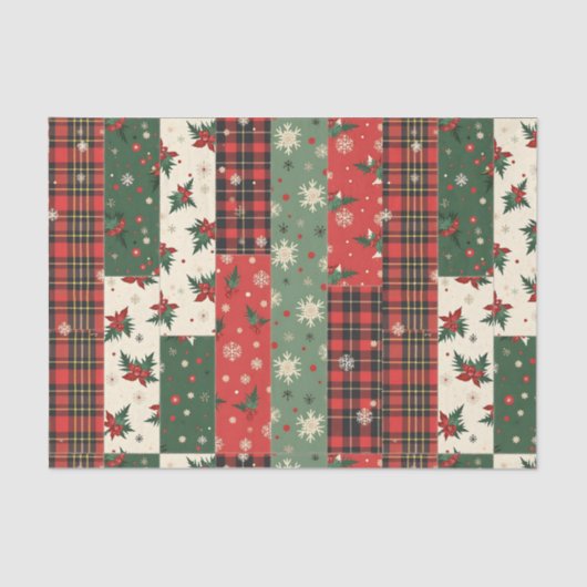 Vintage Christmas Patchwork Tissuepapier (Voorkant)