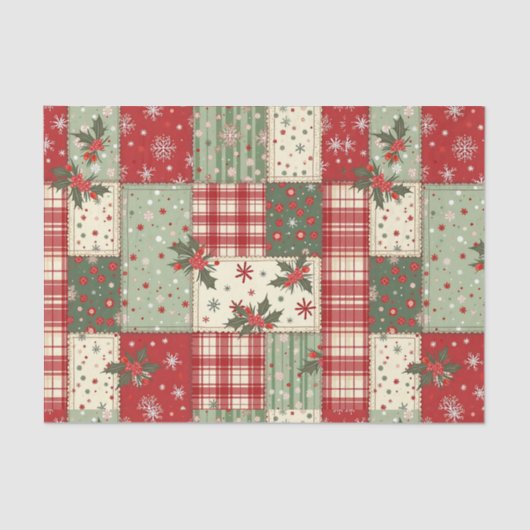 Vintage Christmas Patchwork Tissuepapier (Voorkant)