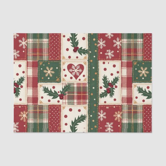 Vintage Christmas Patchwork Tissuepapier (Voorkant)