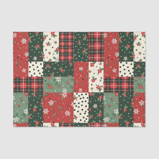 Vintage Christmas Patchwork Tissuepapier (Voorkant)
