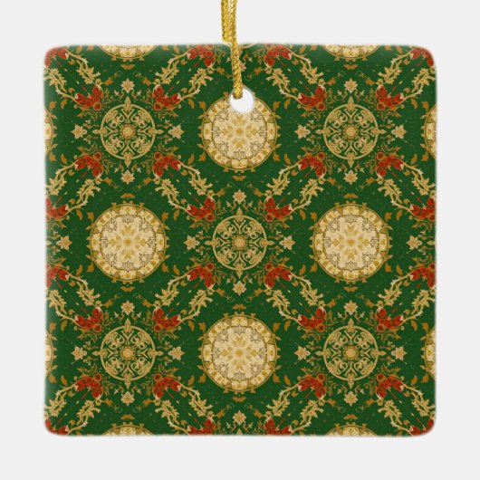 Vintage Christmas Pattern - Ceramic Ornament (Voorkant)