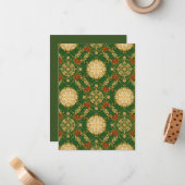 Vintage Christmas Pattern - Flat Note Card Notitiekaartje (Voorkant / Achterkant in situ)
