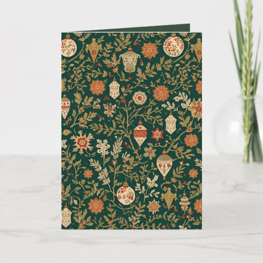Vintage Christmas Pattern - Folded Greeting Card Feestdagen Kaart (Voorkant)