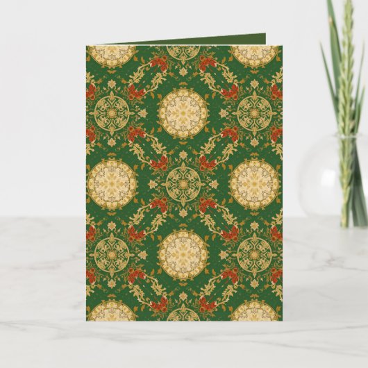 Vintage Christmas Pattern - Folded Greeting Card Kaart (Voorkant)