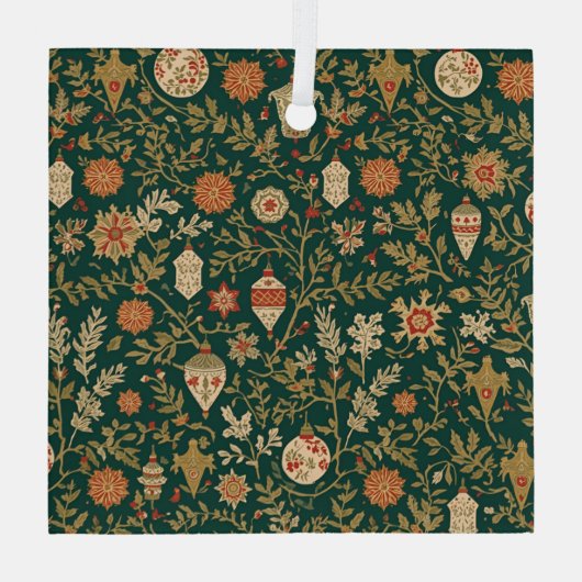 Vintage Christmas Pattern - Glass Ornament (Achterkant)