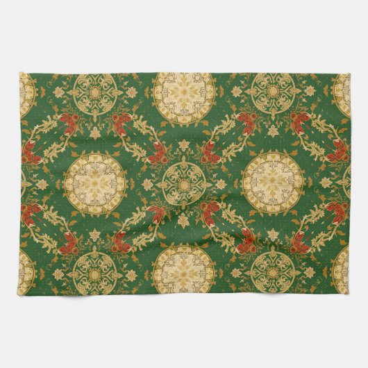 Vintage Christmas Pattern - Kitchen Towel Theedoek (Horizontaal)
