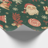 Vintage Christmas Pattern on Green Cadeaupapier (Hoek)