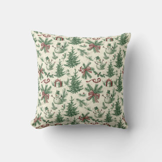 Vintage Christmas Pattern Throw Pillow Kussen