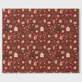 Vintage Christmas Pattern Wrapping Paper Cadeaupapier (Vlak)