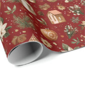 Vintage Christmas Pattern Wrapping Paper Cadeaupapier (Rol Hoek)