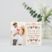 Vintage Christmas Pine Cone Save the Date Aankondigingskaart (Staand voorkant)