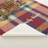 Vintage Christmas Plaid familienaam Sherpa Deken (3/4)