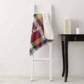 Vintage Christmas Plaid familienaam Sherpa Deken (In situ)