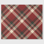 Vintage Christmas Plaid Red Holiday Cadeaupapier (Vlak)