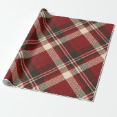 Vintage Christmas Plaid Red Holiday Cadeaupapier (Uitgerold)