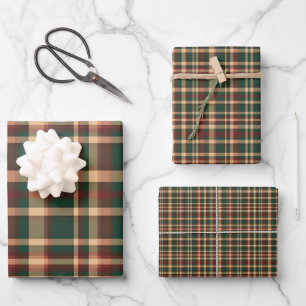 Vintage Christmas Plaid Rood en Groen Inpakpapier Vel