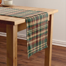 Vintage Christmas Plaid Rood en Groen Korte Tafelloper