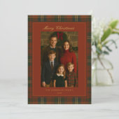 Vintage Christmas Plaid Traditional Family Feestdagenkaart (Staand voorkant)